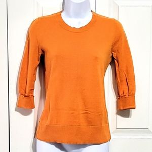 Gap Orange Sweater Shirt 3/4 Sleeve Crew Scoop Neck